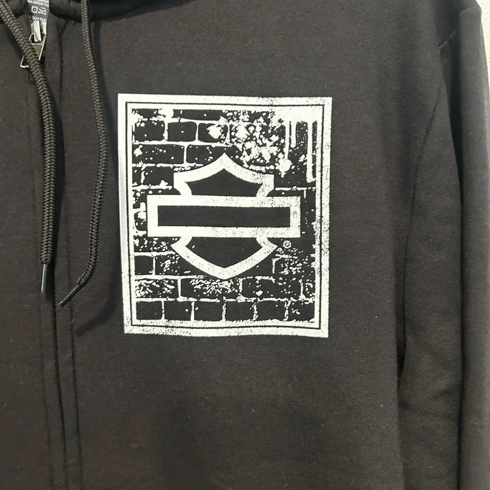 Harley-Davidson Black Zip Up Hoodie with Logo Large NWOT